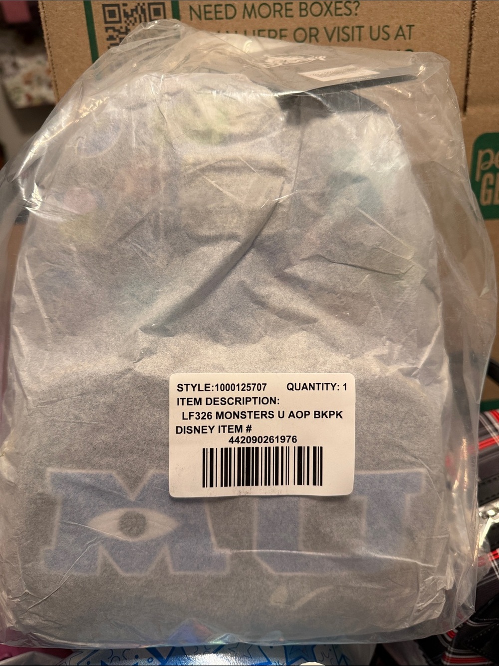 Loungefly Monsters University Backpack in Gray with Blue Logo